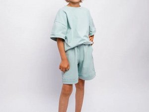 Костюм детский Amarobaby JUMP (футболка,шорты), мятный, 98-104