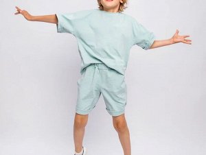 Костюм детский Amarobaby JUMP (футболка,шорты), мятный, 98-104
