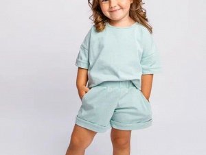 Костюм детский Amarobaby JUMP (футболка,шорты), мятный, 98-104