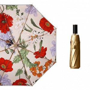 Механический зонт с 8-ю спицами, цветочный принт "Маки"