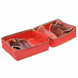 Сумка для обуви 4 пары, 35х30х20 см, цвет красный
