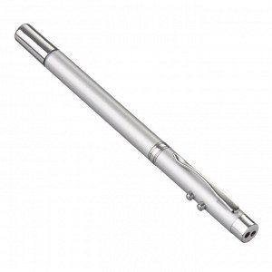 ЧИНГИСХАН Ручка - выдвижная указка, 1 LED + лазер, 3xAG3, пластик, металлический пенал, 18х3,5 см