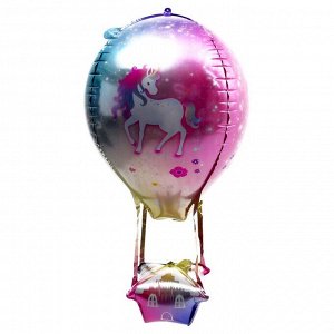 Шар фольгорованный 35" 3D воздушный шар Единороги"