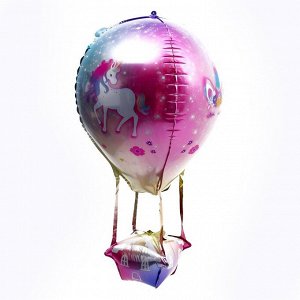 Шар фольгорованный 35" 3D воздушный шар Единороги"