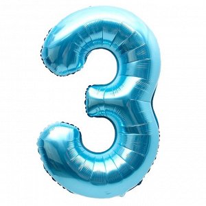 Шар фольгированный 40" «Цифра 3», нежно-голубой