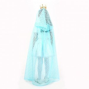 Карнавальный набор принцессы: плащ гипюровый мятный, корона, длина 100 см
