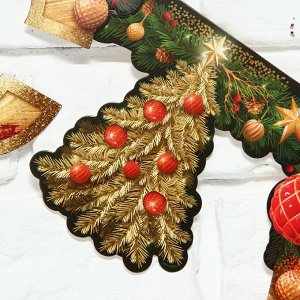 Гирлянда на люверсах «С Новым годом», ёлка, золотые буквы, дл.210 см