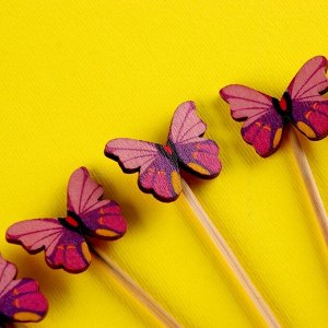 Шпажки бабочки, набор 6 шт, цвет МИКС