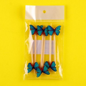 Шпажки бабочки, набор 6 шт, цвет МИКС