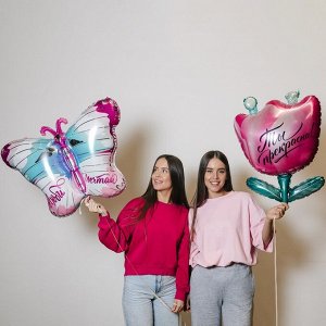 Шар воздушный фольгированный 24" «Цветок», фигура, с подложкой