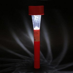 Фонарь садовый на солнечной батарее "Трапеция", 30 см, d=4.5 см,1 led, пластик,красная ножка