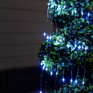 Гирлянда «Конский хвост» 10 нитей по 1 м, серебристая нить, 100 LED, свечение белое, 2 режима, солнечная батарея