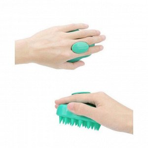 Nail Art Массажная силиконовая щетка для мытья волос и кожи головы, зеленый