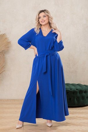 Платье Элегантное платье макси. Выполненное из плательного полотна Ниагара. Расцветка синий-электрик. V - образная горловина на внутренней обтачке. Втачной рукав 48 см, собран на манжету. Модель свобо