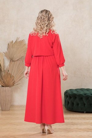 Платье Элегантное платье макси. Выполненное из плательного полотна Ниагара. Расцветка красный. V - образная горловина на внутренней обтачке. Втачной рукав 48 см, собран на манжету. Модель свободного с