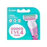 Dorco EVE4 (4 кассеты) - бывш. SHAI Reina, новый дизайн - Женские 4-лезв.кассеты, увл.полоска, микрогребень, открыт.архитектура, крепление PACE