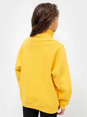 Джемпер для девочек с воротником-стойкой в желтом цвете