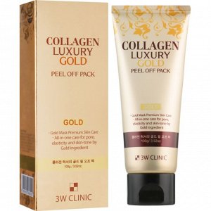 3W Золотая маска-пленка для лица "Collagen&Luxury Gold" 100 мл.1*90 шт
