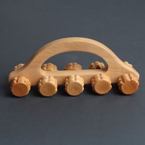 Массажёр «Гусеница», 18 x 5,5 x 8 см, 10 колёс, деревянный