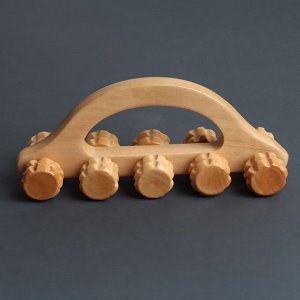 Массажёр «Гусеница», 18x5.5x8 см, 10 колёс, деревянный
