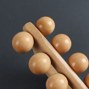 Массажёр «Гусеница», универсальный, 17,5 ? 7,5 ? 6,5 см, 10 шариков, деревянный