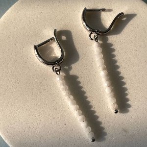Серьги длинные из Лунного камня