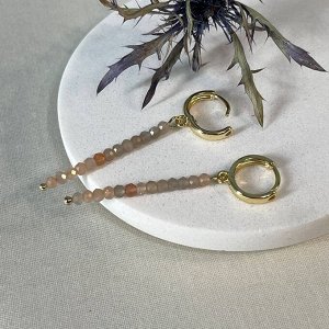 Серьги длинные из Лунного камня