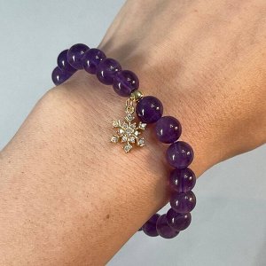 Браслет из Аметиста с подвеской "Снежинка"