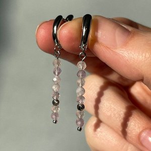 Серьги длинные из лавандового Аметиста