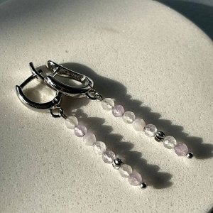 Серьги длинные из лавандового Аметиста