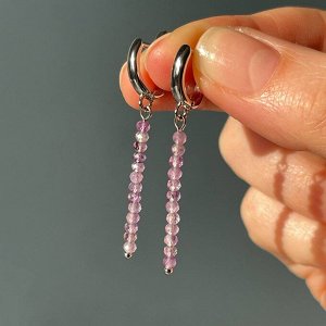 Серьги длинные из лавандового Аметиста