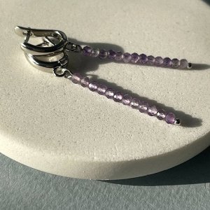 Серьги длинные из лавандового Аметиста