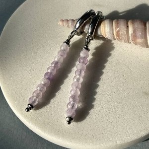 Серьги длинные из лавандового Аметиста
