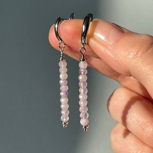 Серьги длинные из лавандового Аметиста