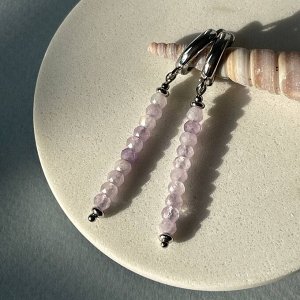 Серьги длинные из лавандового Аметиста