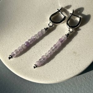 Серьги длинные из лавандового Аметиста