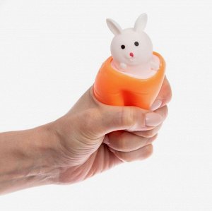 Китайский производитель Антистресс-игрушка Зайчик в морковке белый Сквиши