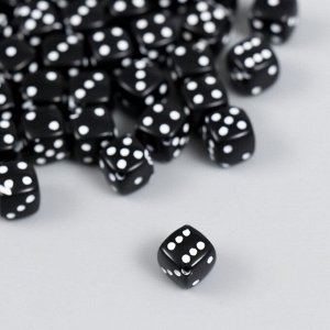 Бусины для творчества пластик "Чёрный игральный кубик" белые точки набор 20гр 0,8х0,8х0,8 см   78118