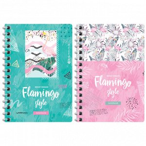 Записная книжка А6 120л., на гребне ArtSpace "Стиль. Flamingo"