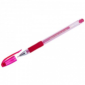 Ручка гелевая Crown "Hi-Jell Needle Grip" красная, 0,7мм, грип, игольчатый стержень