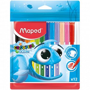 Фломастеры Maped "Color Pep's Ocean", 12цв., смываемые, ПВХ, европодвес