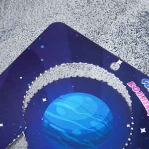 Брошь деревянная «Космос» Нептун, синяя
