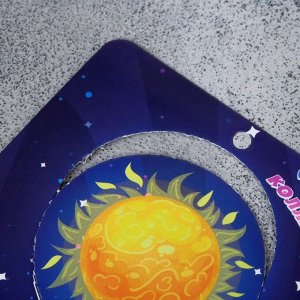 Брошь деревянная «Космос» Солнце, жёлтая