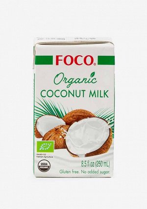 Скидка! Кокосовое молоко "FOCO" ORGANIC 250 мл, Евролист серт