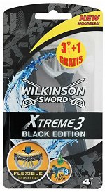Schick Xtreme3 BLACK EDITION станки одноразовые с тремя сгибаемыми лезвиями, 4шт