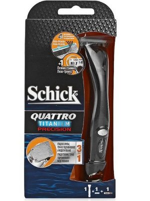 Станок для бритья Wilkinson Sword Quattro Titanium Precision с триммером с 1 сменной кассетой