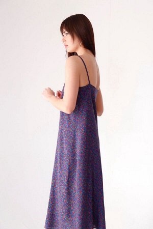 Платье-комбинация синее в цветочек (остаток: )