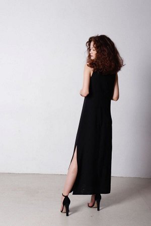 Платье без рукавов с разрезами чёрное