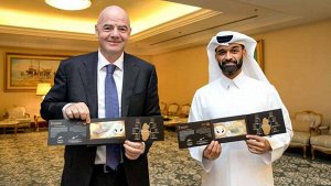 К122 Катар 22 риала 2022 Чемпионат мира по футболу, Полимерная в буклете FIFA 2022