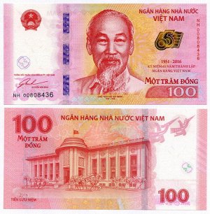 К143 Вьетнам 100 донгов 2016 банк 65 лет